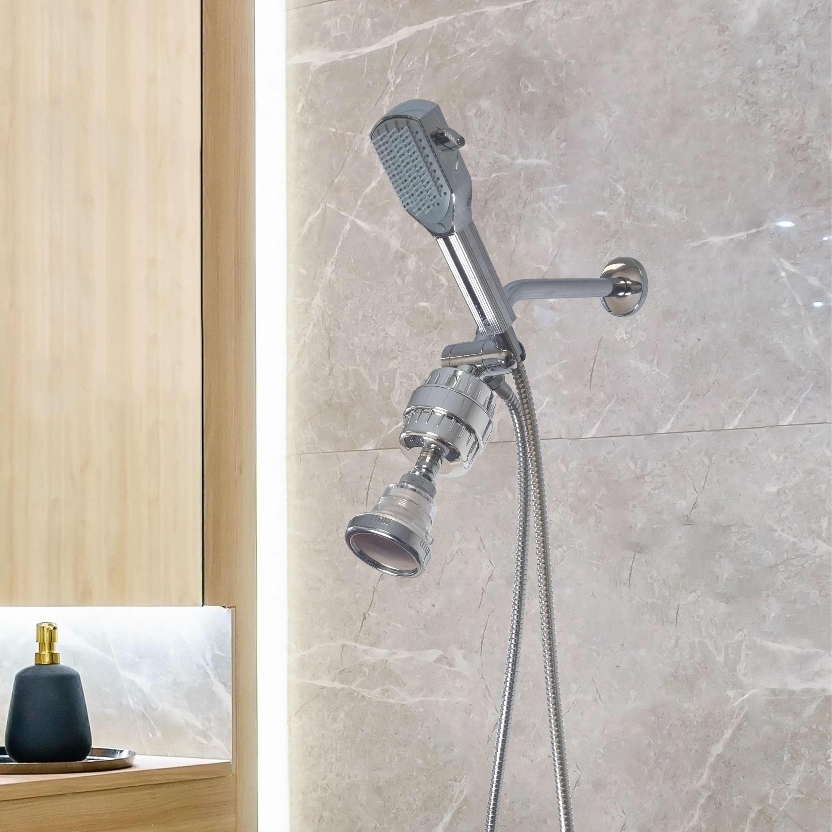 Sistema de chuveiro duplo Chrome Detangler