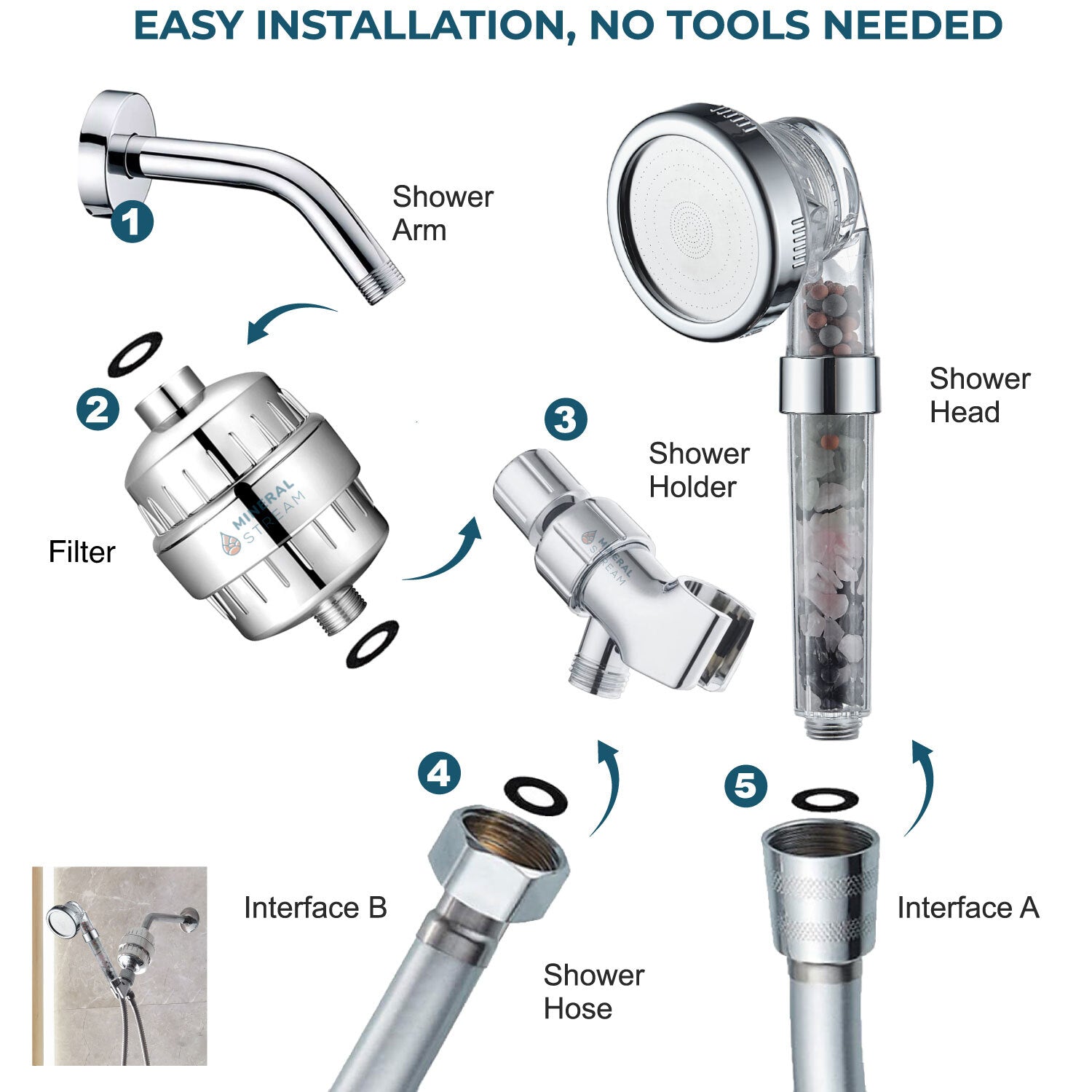 Kit de banho completo para chuveiro Chakra