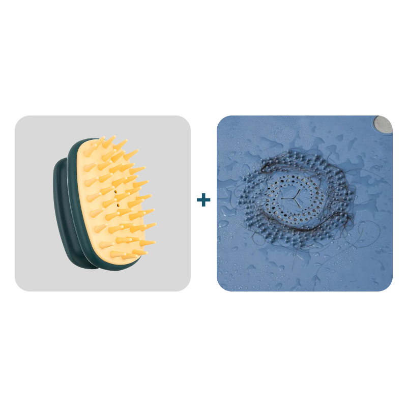 Pacote de cuidados de banho grátis: massageador de couro cabeludo & Apanhador de cabelo