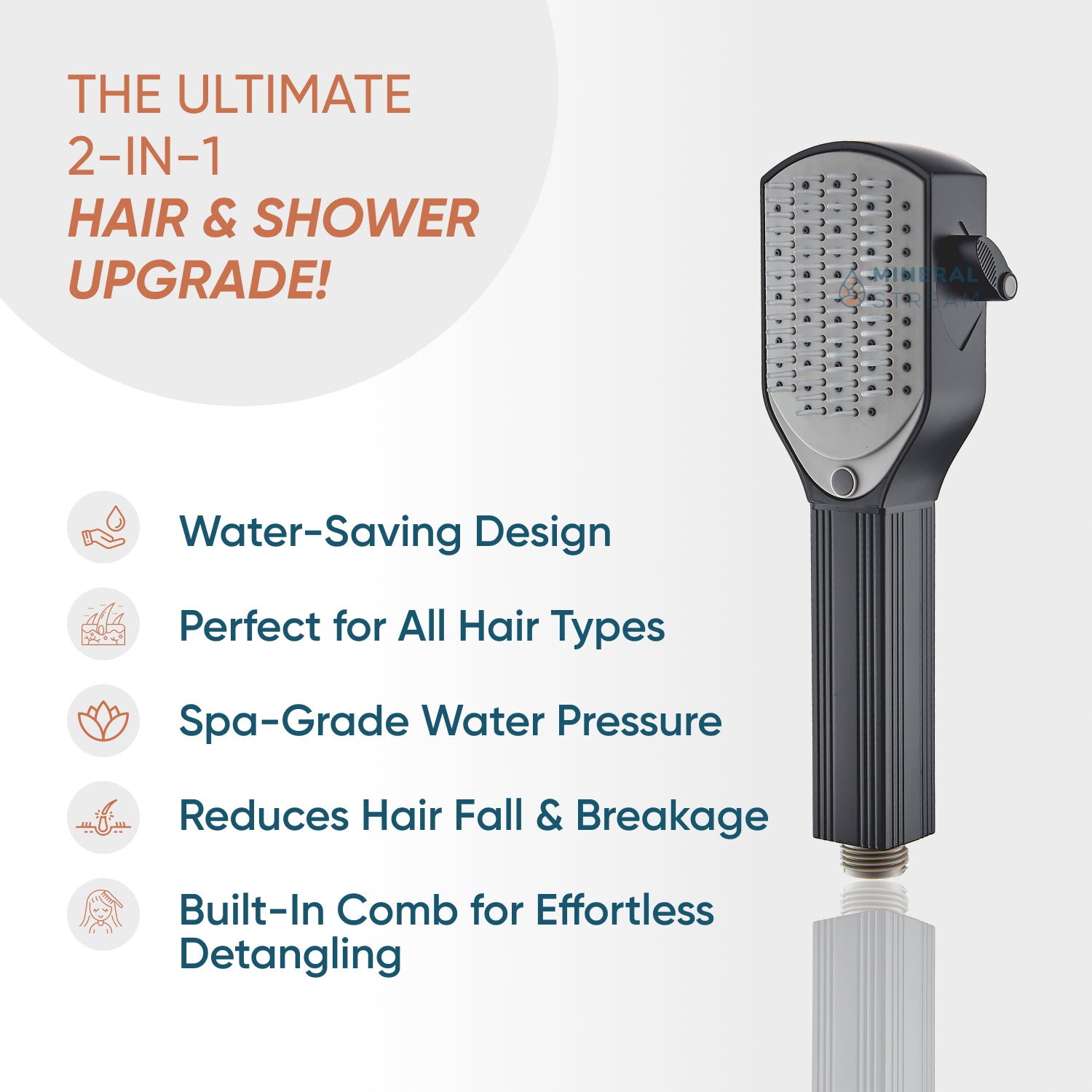 MineralStream Detangler pente de chuveiro